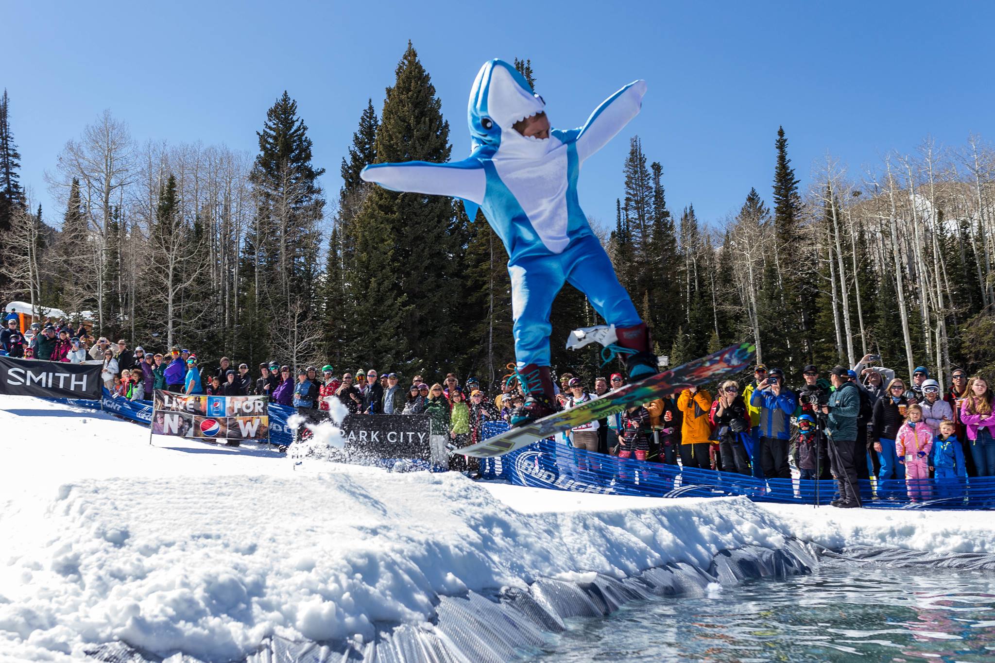 Pond skimming competition in Park City, Utah