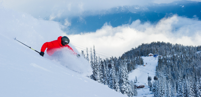 whistler powder skiing, whistler annual snowfall